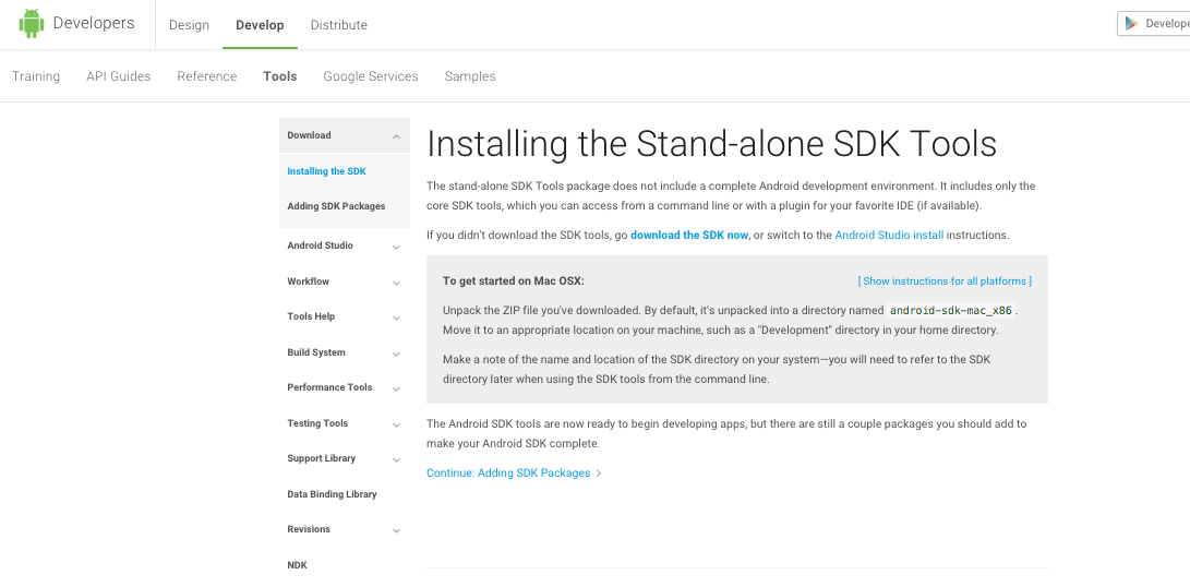 Android sdk platform tools install